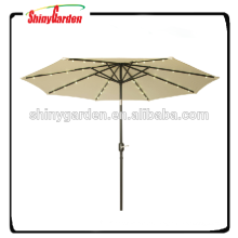 9 &#39;Aluminium 8 côtes patio extérieur jardin carré solaire parapluie lumière LED